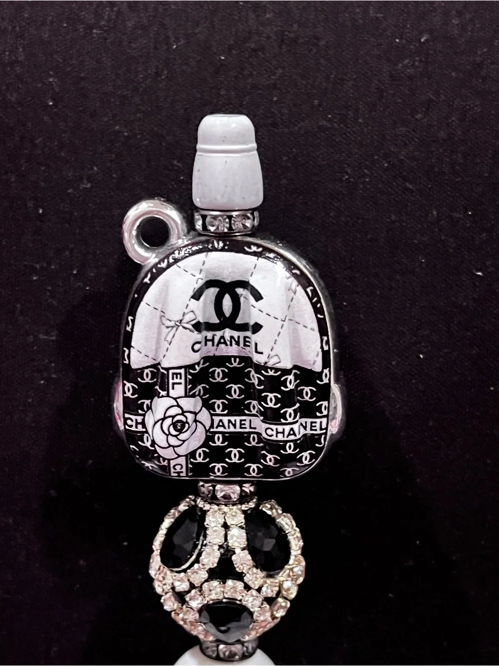 Designer-inspired custom designed Black and White backpack focal fancy pen